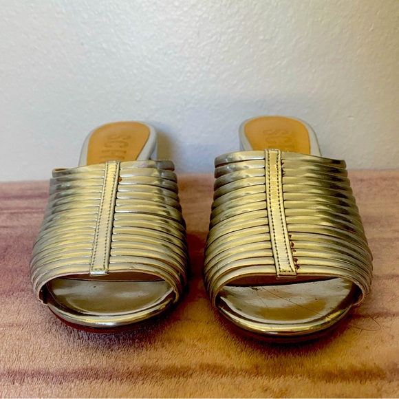 SCHUTZ metallic silver kitten heel slides - Picture 3 of 8